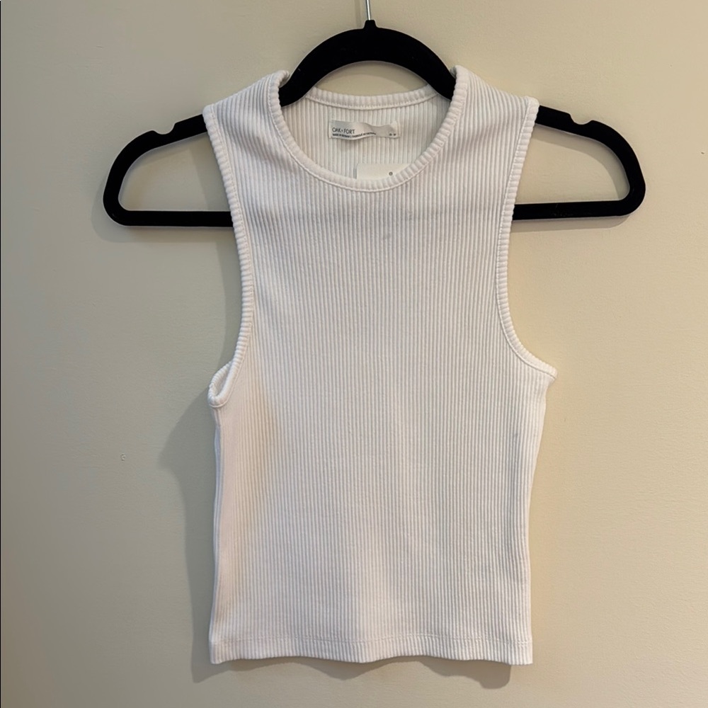 OAK + FORT Ivory Ribbed Sleeveless Top